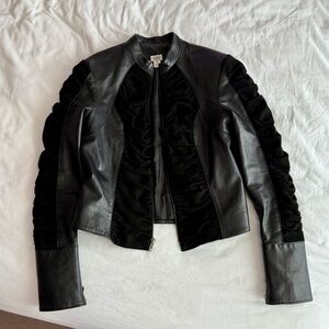 Cache Black Leather Women's Jacket with suede